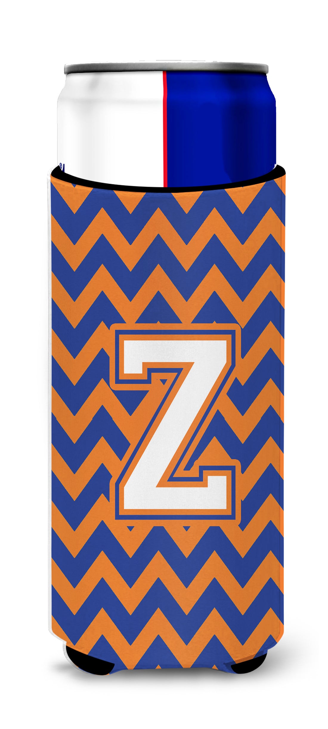 Letter Z Chevron Blue and Orange Ultra Beverage Insulators for slim cans CJ1060-ZMUK.