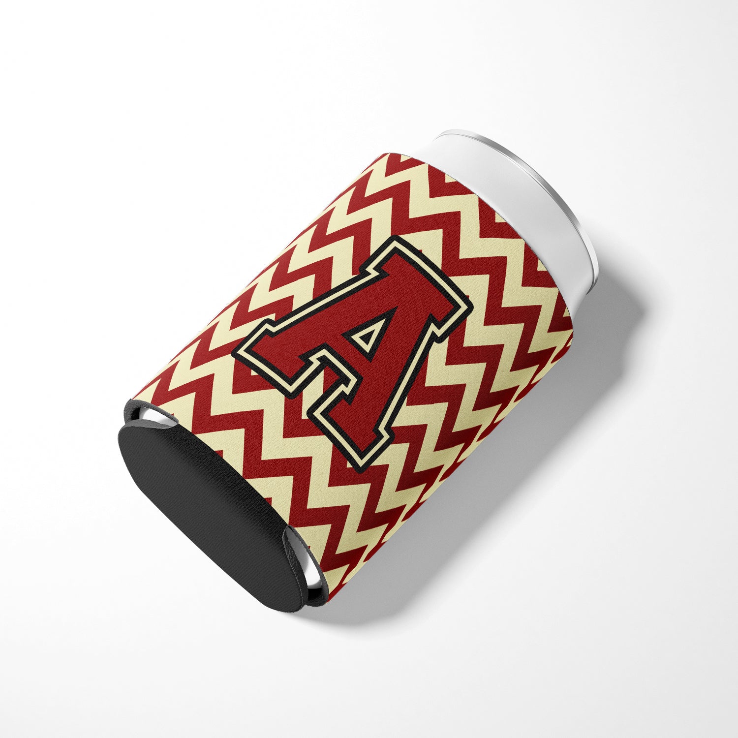 Letter A Chevron Maroon and Gold Can or Bottle Hugger CJ1061-ACC.