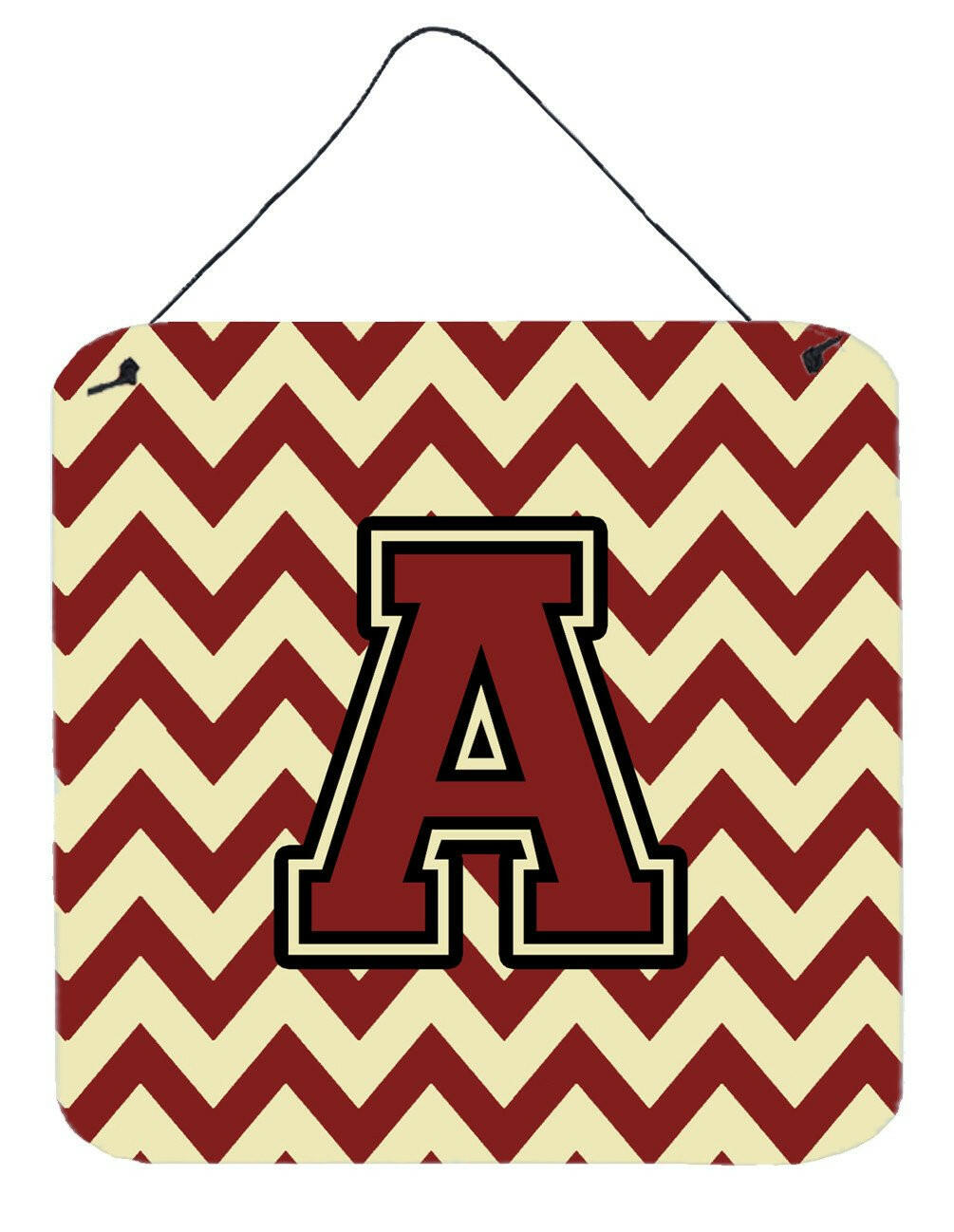 Letter A Chevron Maroon and Gold Wall or Door Hanging Prints CJ1061-ADS66 by Caroline's Treasures