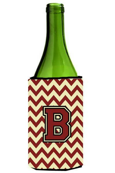 Letter B Chevron Maroon and Gold Wine Bottle Beverage Insulator Hugger CJ1061-BLITERK by Caroline's Treasures