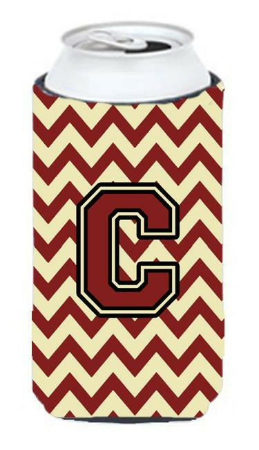 Letter C Chevron Maroon and Gold Tall Boy Beverage Insulator Hugger CJ1061-CTBC by Caroline's Treasures