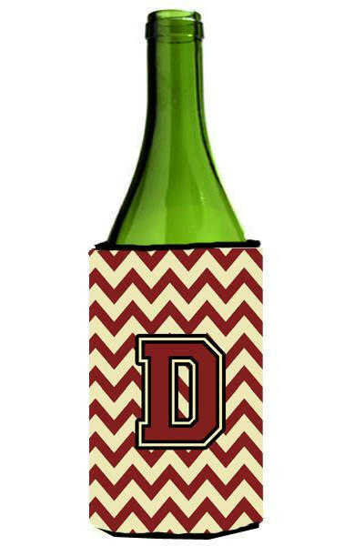 Letter D Chevron Maroon and Gold Wine Bottle Beverage Insulator Hugger CJ1061-DLITERK by Caroline's Treasures