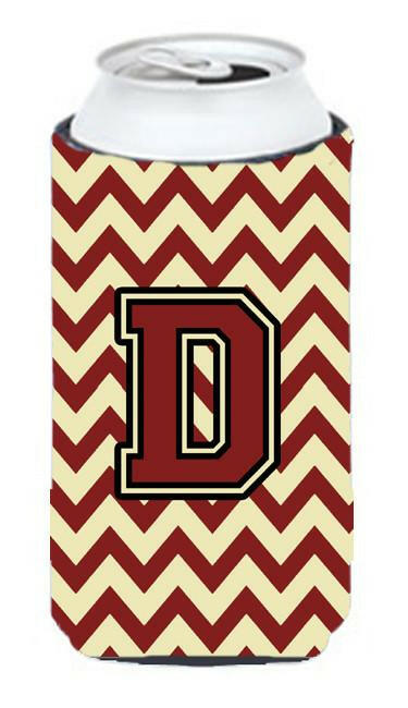 Letter D Chevron Maroon and Gold Tall Boy Beverage Insulator Hugger CJ1061-DTBC by Caroline's Treasures