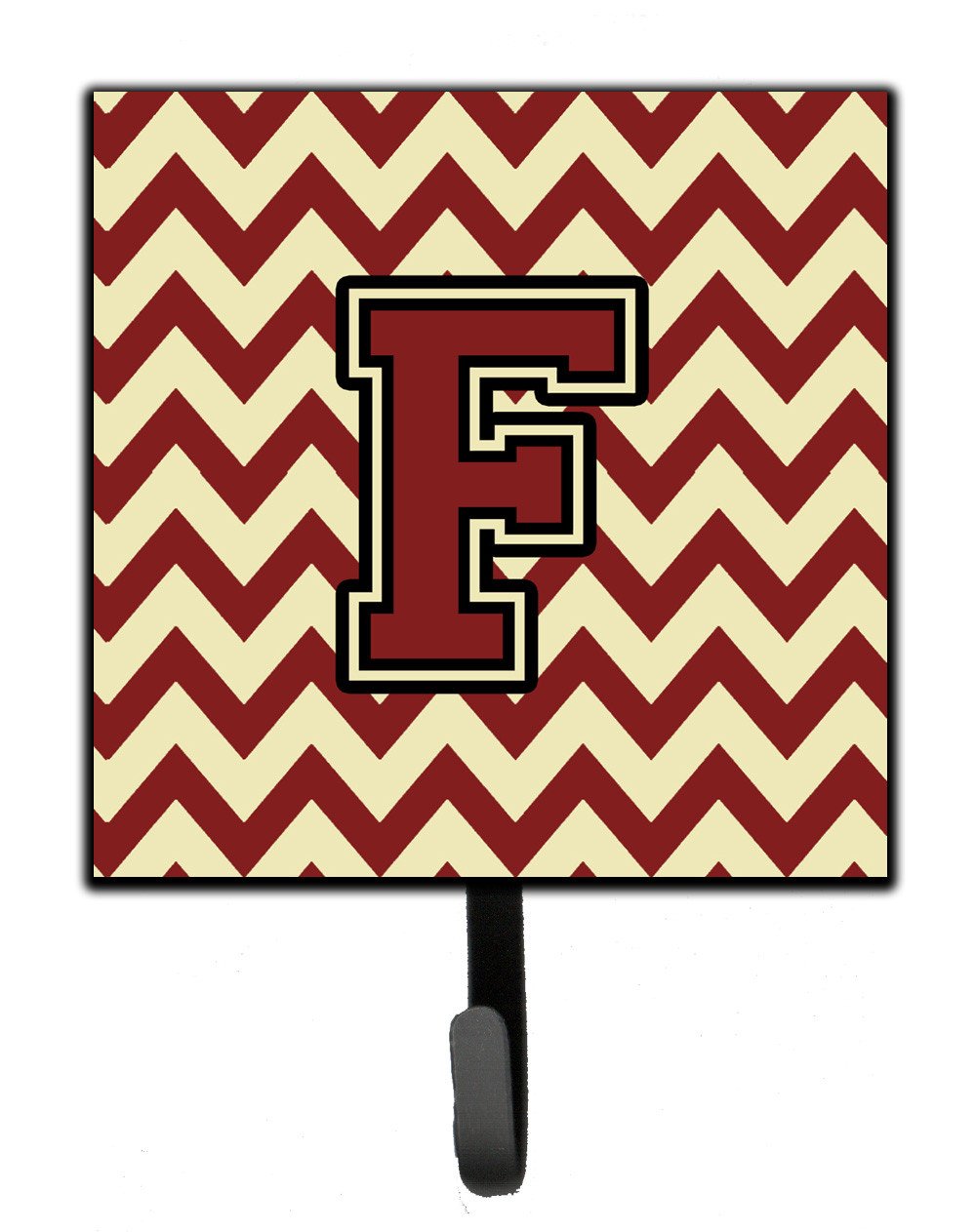 Letter F Chevron Maroon and Gold Leash or Key Holder CJ1061-FSH4 by Caroline's Treasures