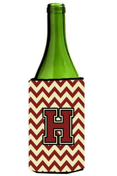 Letter H Chevron Maroon and Gold Wine Bottle Beverage Insulator Hugger CJ1061-HLITERK by Caroline's Treasures