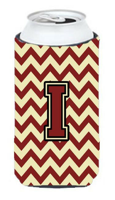 Letter I Chevron Maroon and Gold Tall Boy Beverage Insulator Hugger CJ1061-ITBC by Caroline's Treasures