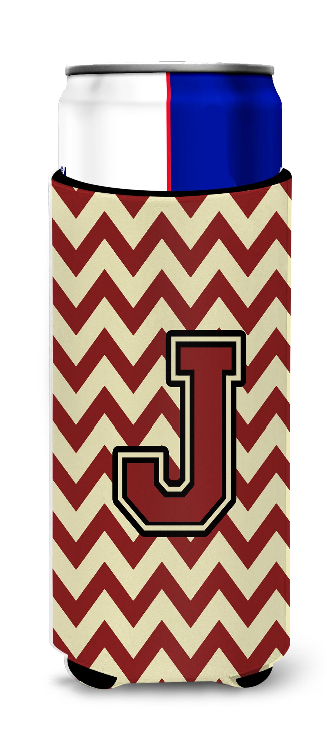 Letter J Chevron Maroon and Gold Ultra Beverage Insulators for slim cans CJ1061-JMUK.