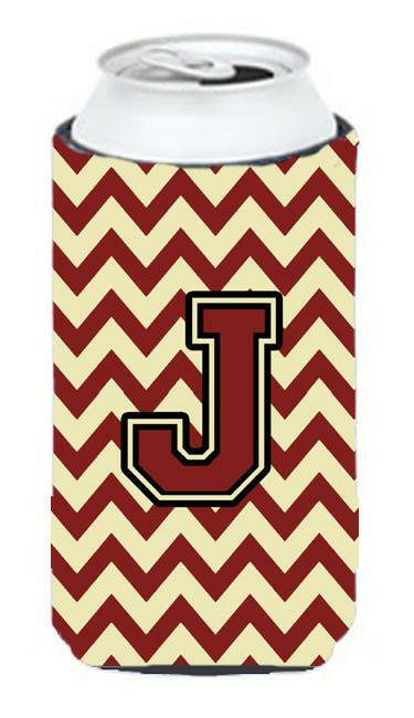 Letter J Chevron Maroon and Gold Tall Boy Beverage Insulator Hugger CJ1061-JTBC by Caroline's Treasures