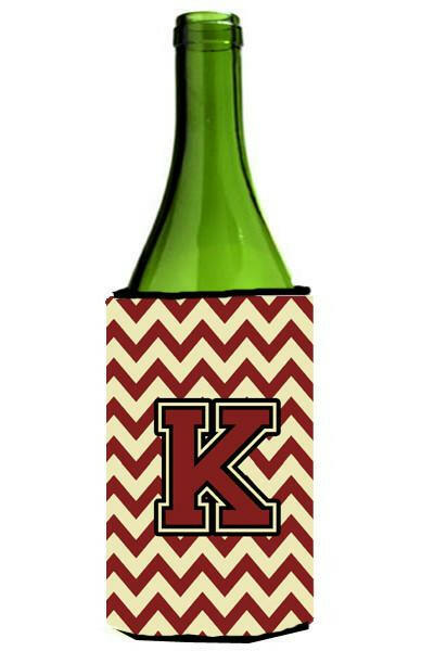 Letter K Chevron Maroon and Gold Wine Bottle Beverage Insulator Hugger CJ1061-KLITERK by Caroline's Treasures