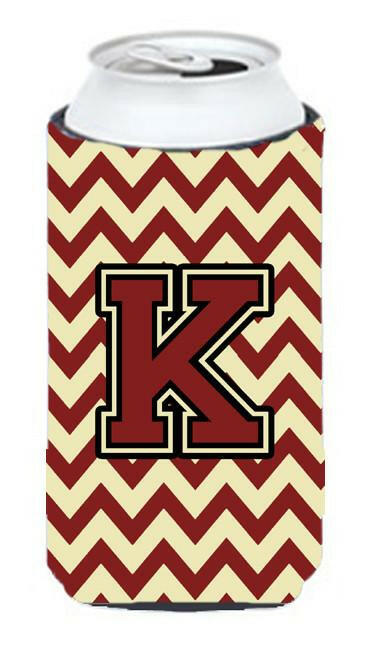 Letter K Chevron Maroon and Gold Tall Boy Beverage Insulator Hugger CJ1061-KTBC by Caroline's Treasures