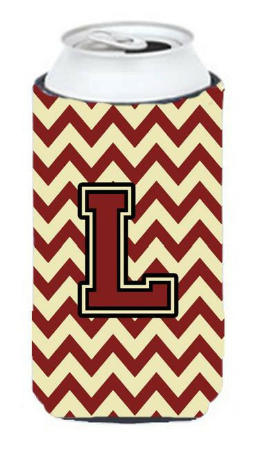 Letter L Chevron Maroon and Gold Tall Boy Beverage Insulator Hugger CJ1061-LTBC by Caroline's Treasures