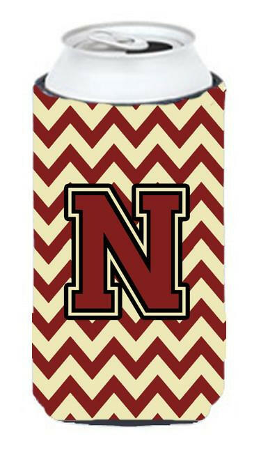 Letter N Chevron Maroon and Gold Tall Boy Beverage Insulator Hugger CJ1061-NTBC by Caroline's Treasures