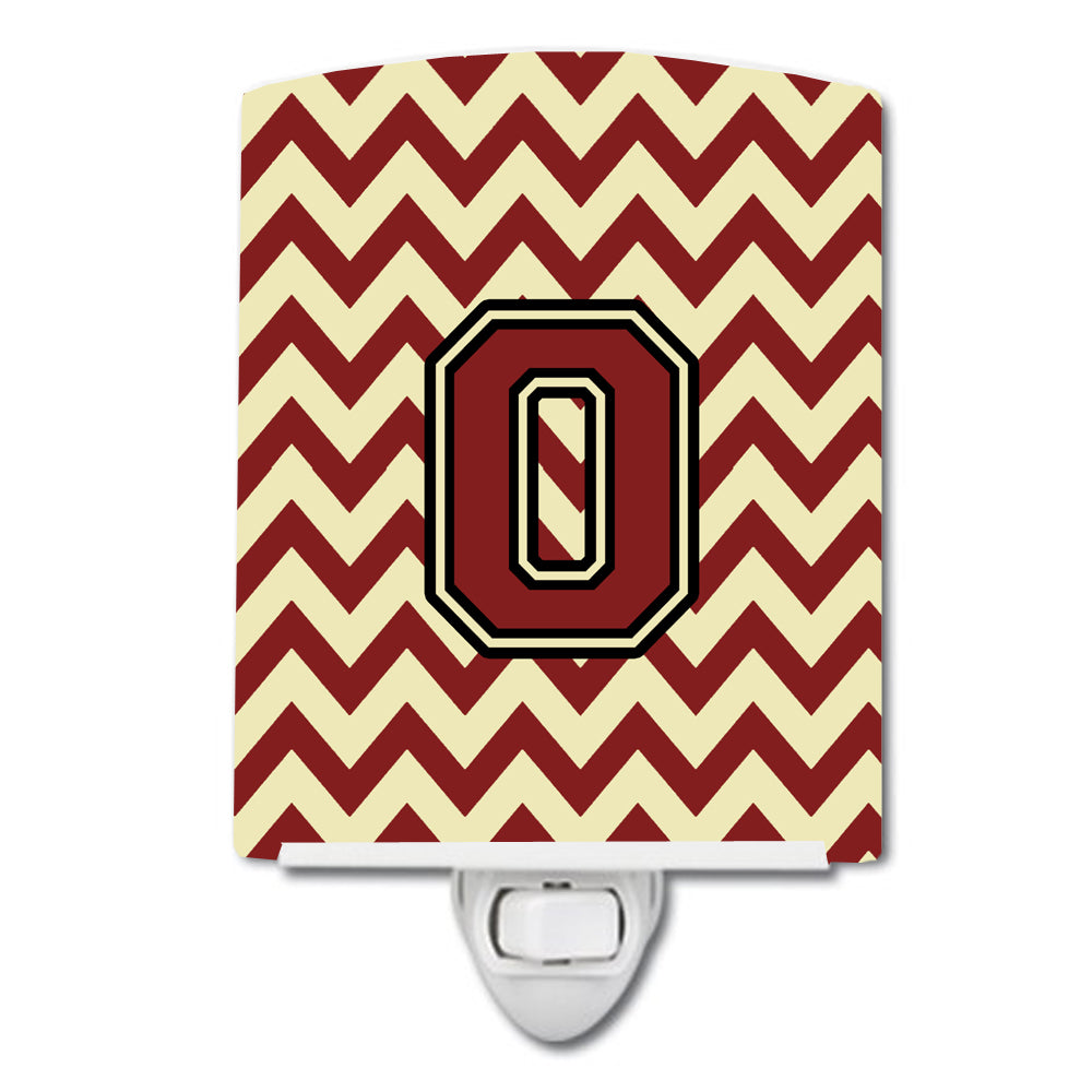 Letter O Chevron Maroon and Gold Ceramic Night Light CJ1061-OCNL - the-store.com