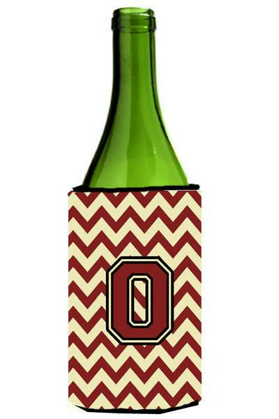 Letter O Chevron Maroon and Gold Wine Bottle Beverage Insulator Hugger CJ1061-OLITERK by Caroline's Treasures