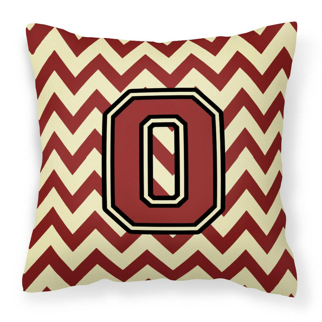 Letter O Chevron Maroon and Gold Fabric Decorative Pillow CJ1061-OPW1414 by Caroline's Treasures