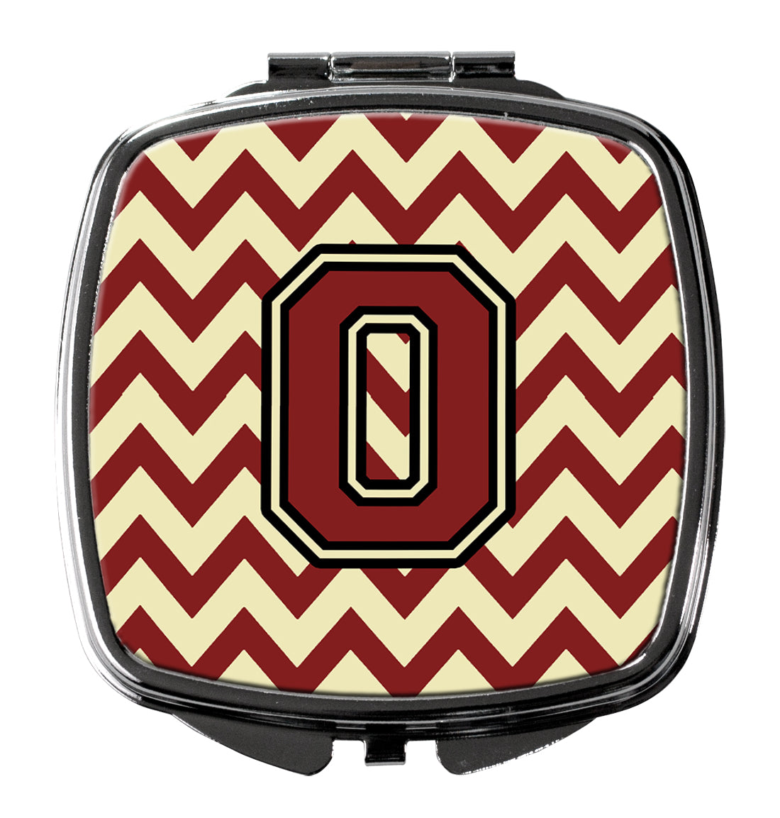 Letter O Chevron Maroon and Gold Compact Mirror CJ1061-OSCM  the-store.com.