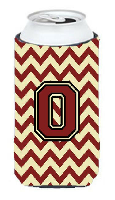 Letter O Chevron Maroon and Gold Tall Boy Beverage Insulator Hugger CJ1061-OTBC by Caroline's Treasures