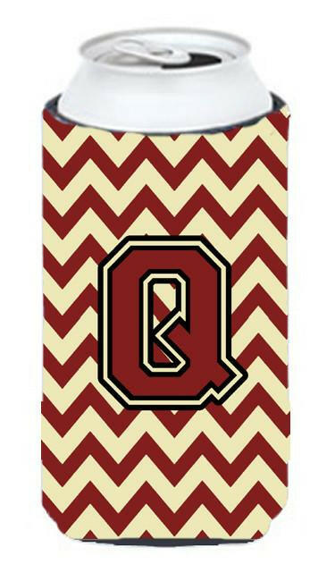 Letter Q Chevron Maroon and Gold Tall Boy Beverage Insulator Hugger CJ1061-QTBC by Caroline's Treasures