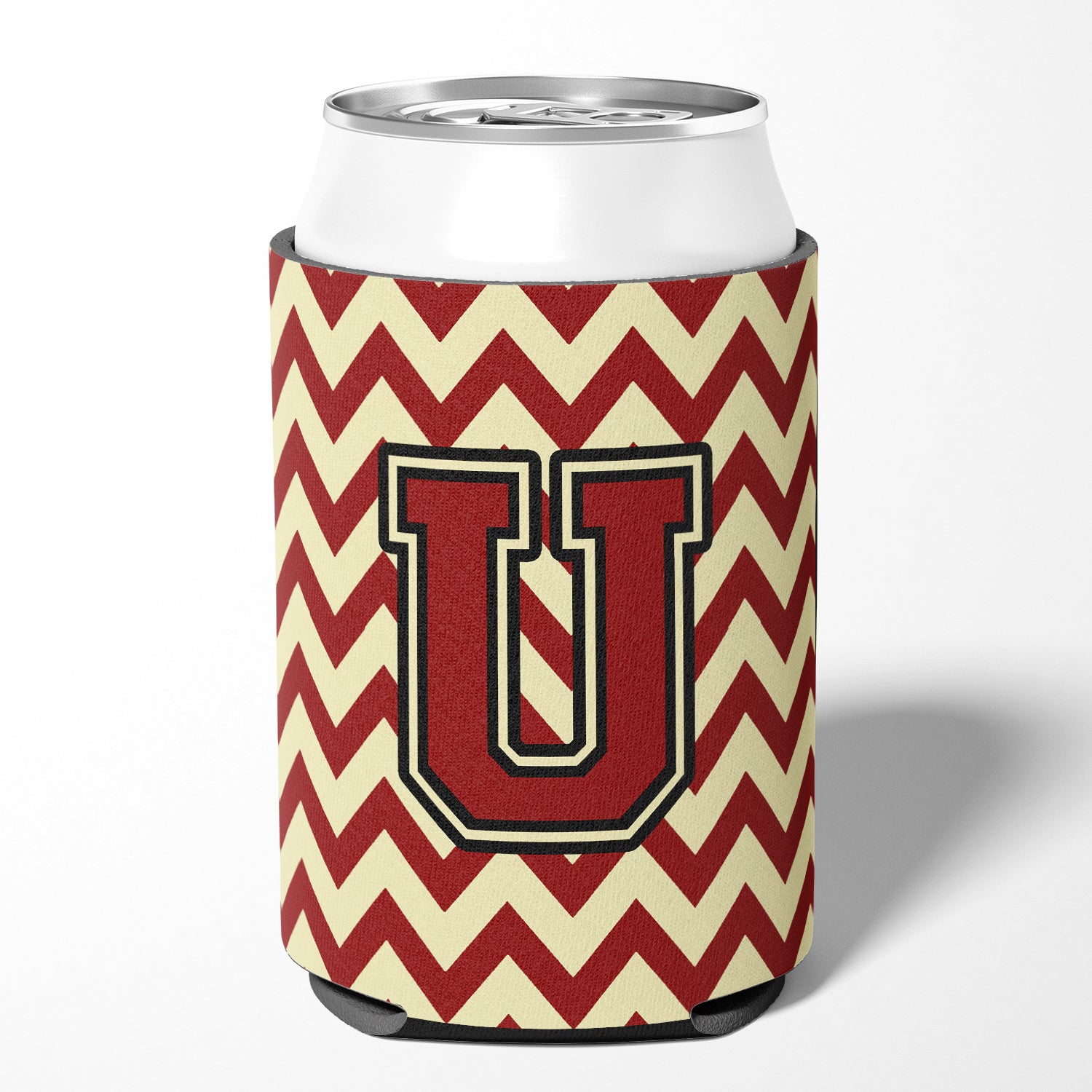 Letter U Chevron Maroon and Gold Can or Bottle Hugger CJ1061-UCC.