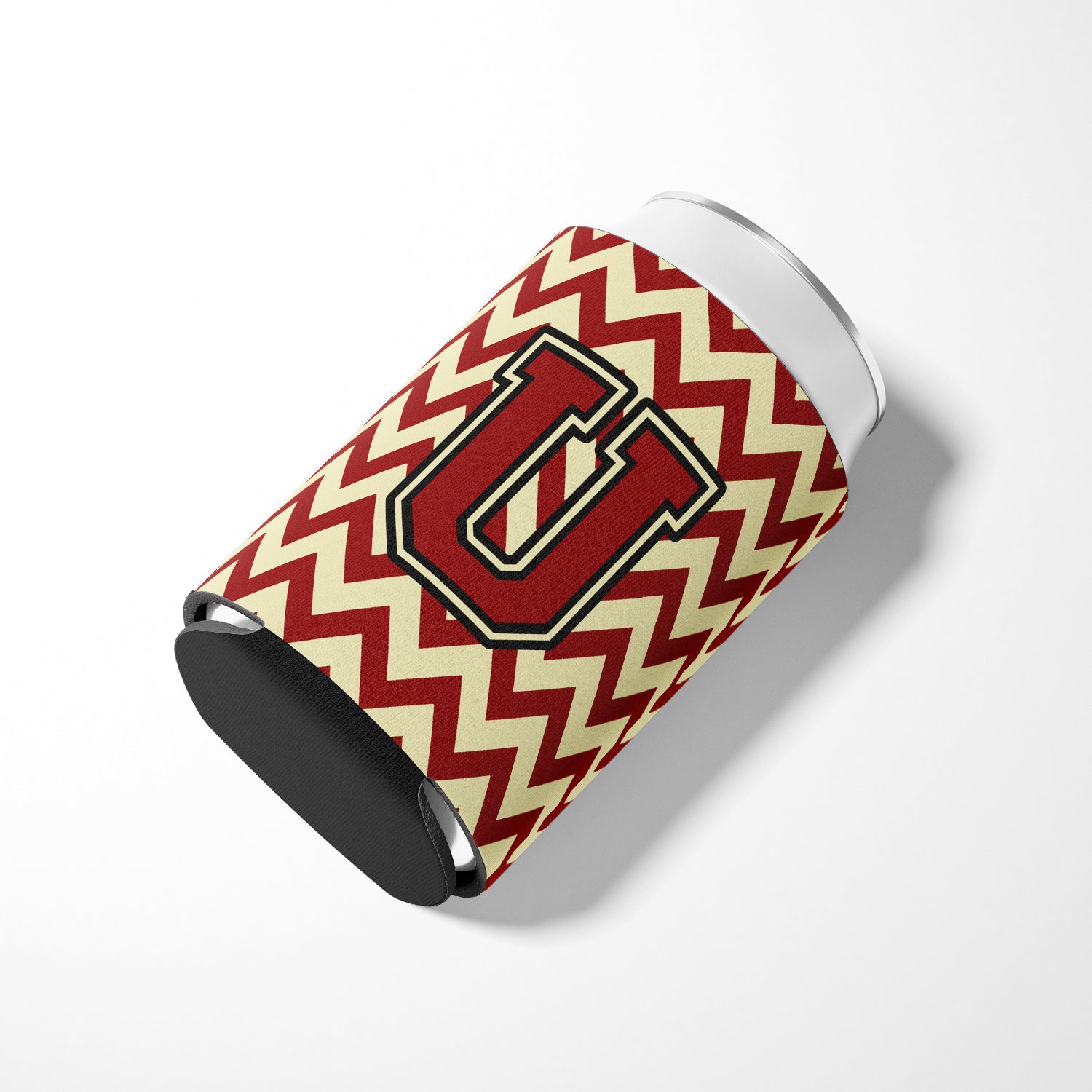 Letter U Chevron Maroon and Gold Can or Bottle Hugger CJ1061-UCC.