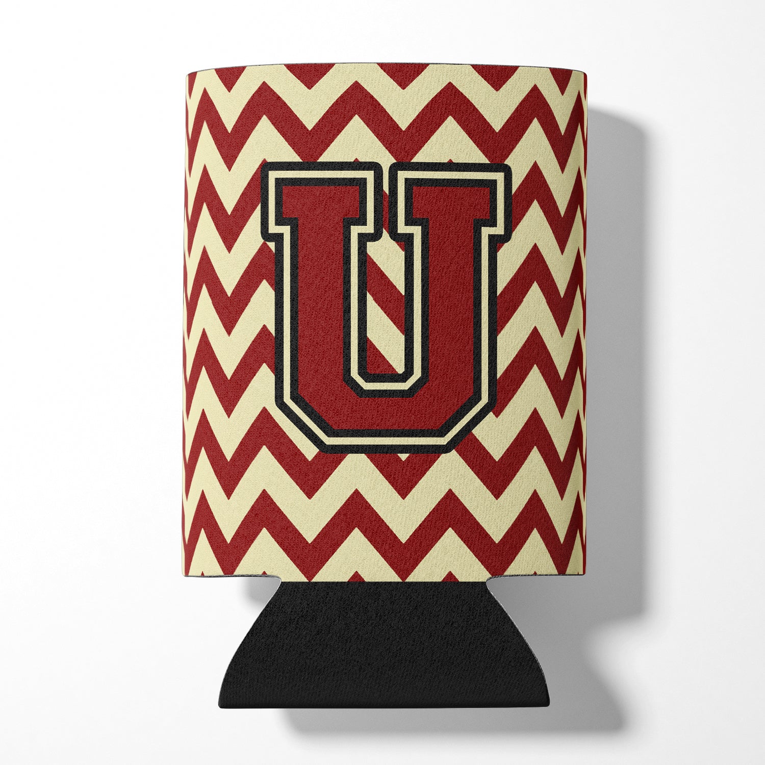 Letter U Chevron Maroon and Gold Can or Bottle Hugger CJ1061-UCC.