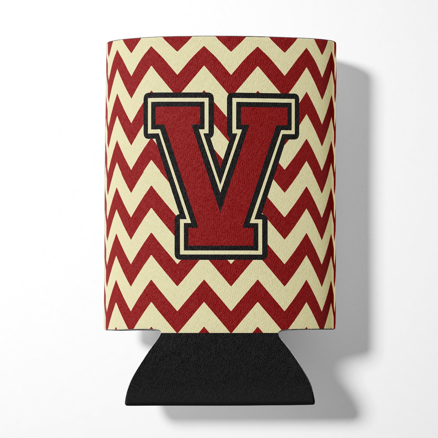 Letter V Chevron Maroon and Gold Can or Bottle Hugger CJ1061-VCC.