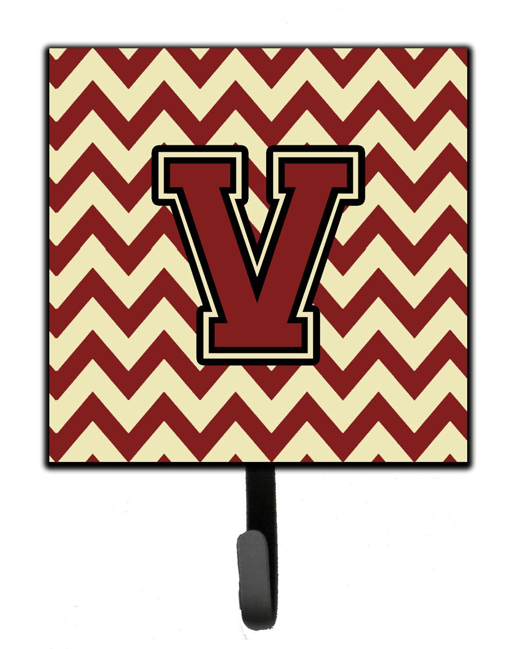 Letter V Chevron Maroon and Gold Leash or Key Holder CJ1061-VSH4 by Caroline's Treasures