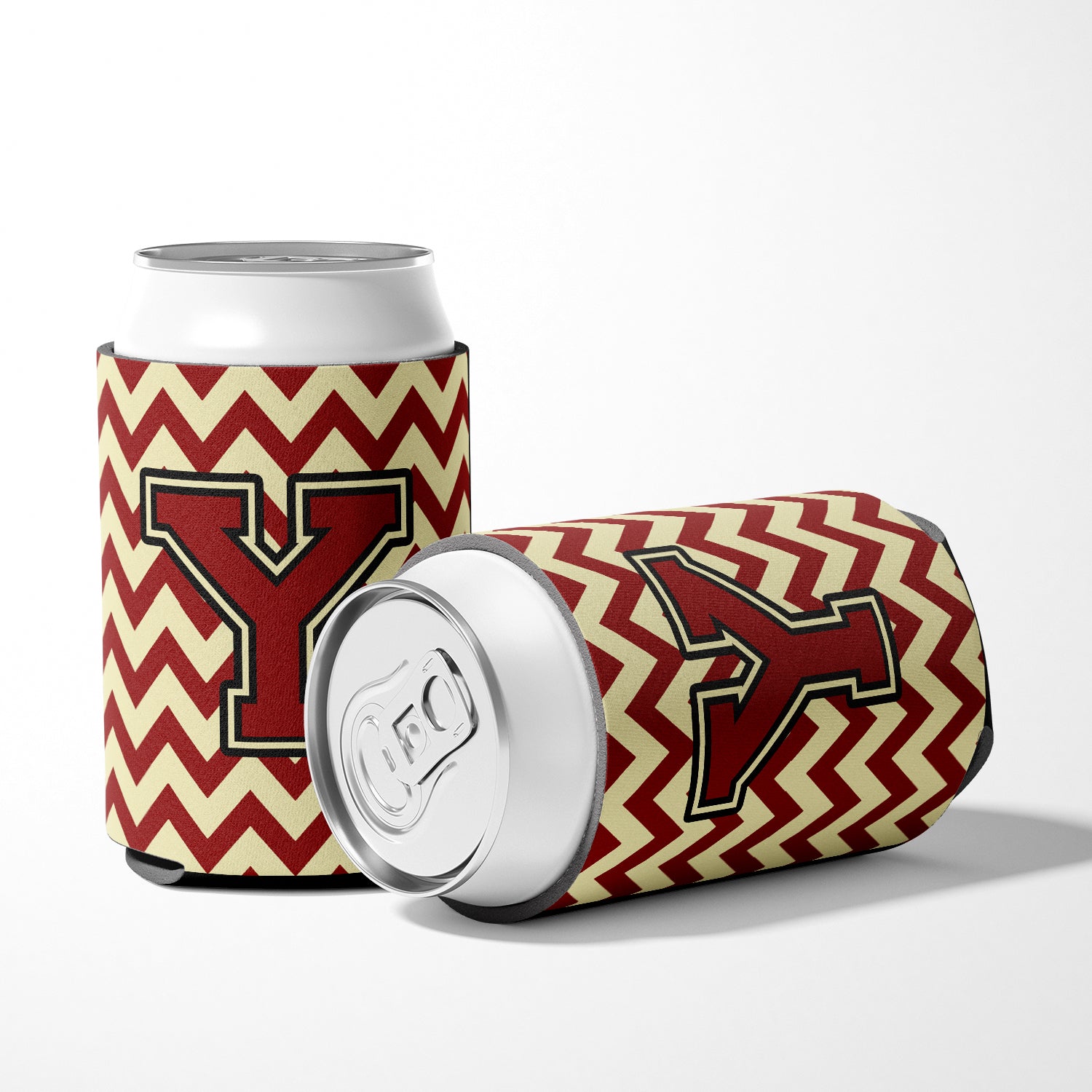 Letter Y Chevron Maroon and Gold Can or Bottle Hugger CJ1061-YCC.