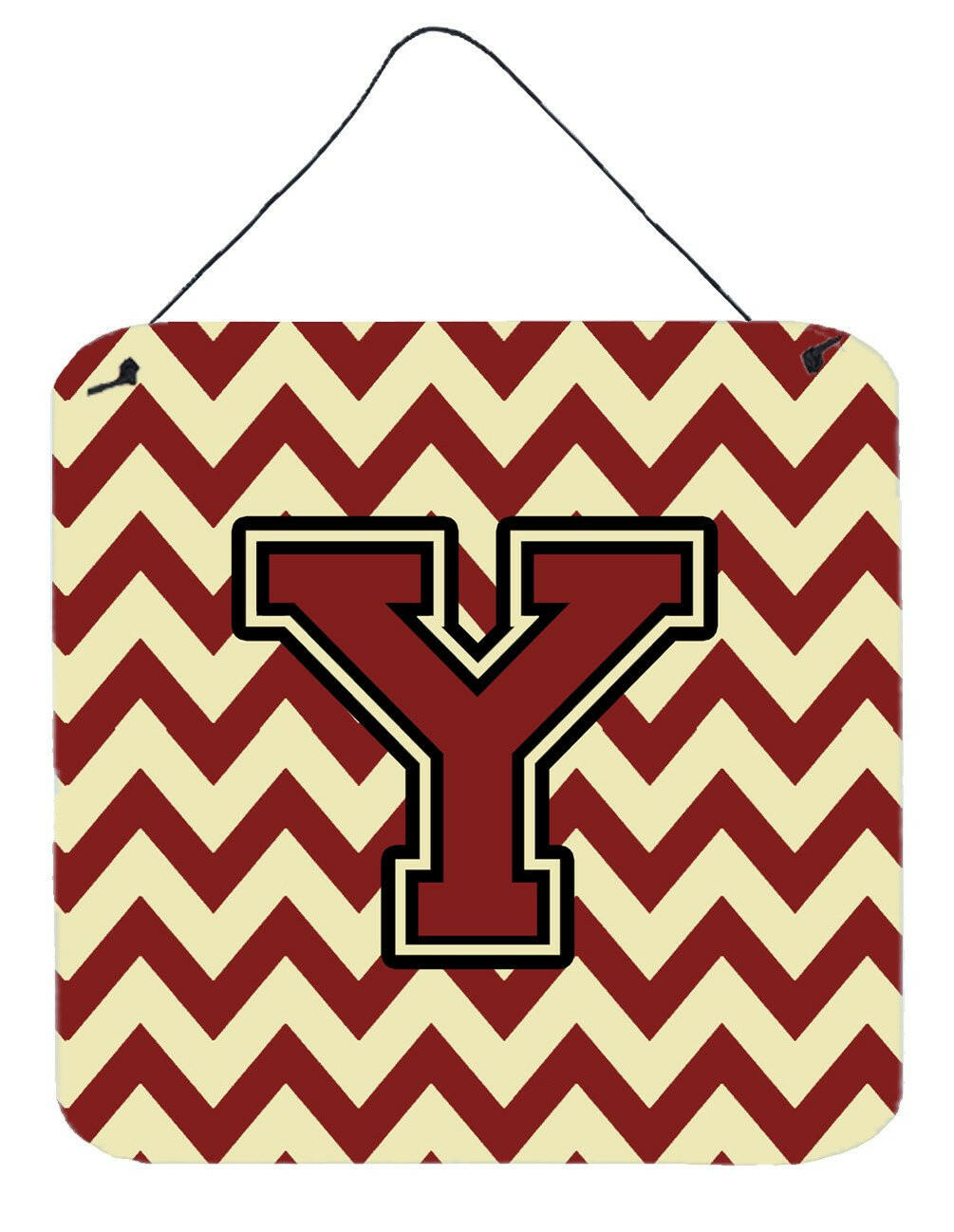 Letter Y Chevron Maroon and Gold Wall or Door Hanging Prints CJ1061-YDS66 by Caroline&#39;s Treasures