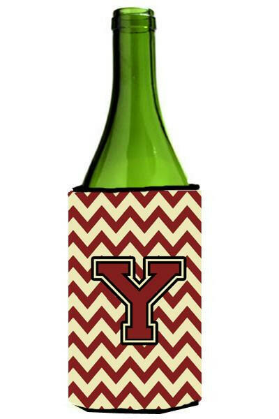 Letter Y Chevron  Maroon and Gold Wine Bottle Beverage Insulator Hugger CJ1061-YLITERK by Caroline's Treasures