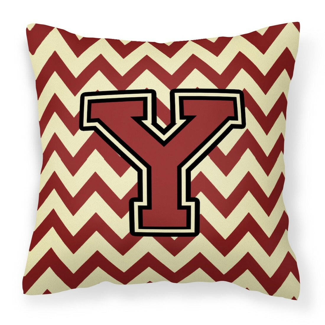 Letter Y Chevron Maroon and Gold Fabric Decorative Pillow CJ1061-YPW1414 by Caroline's Treasures