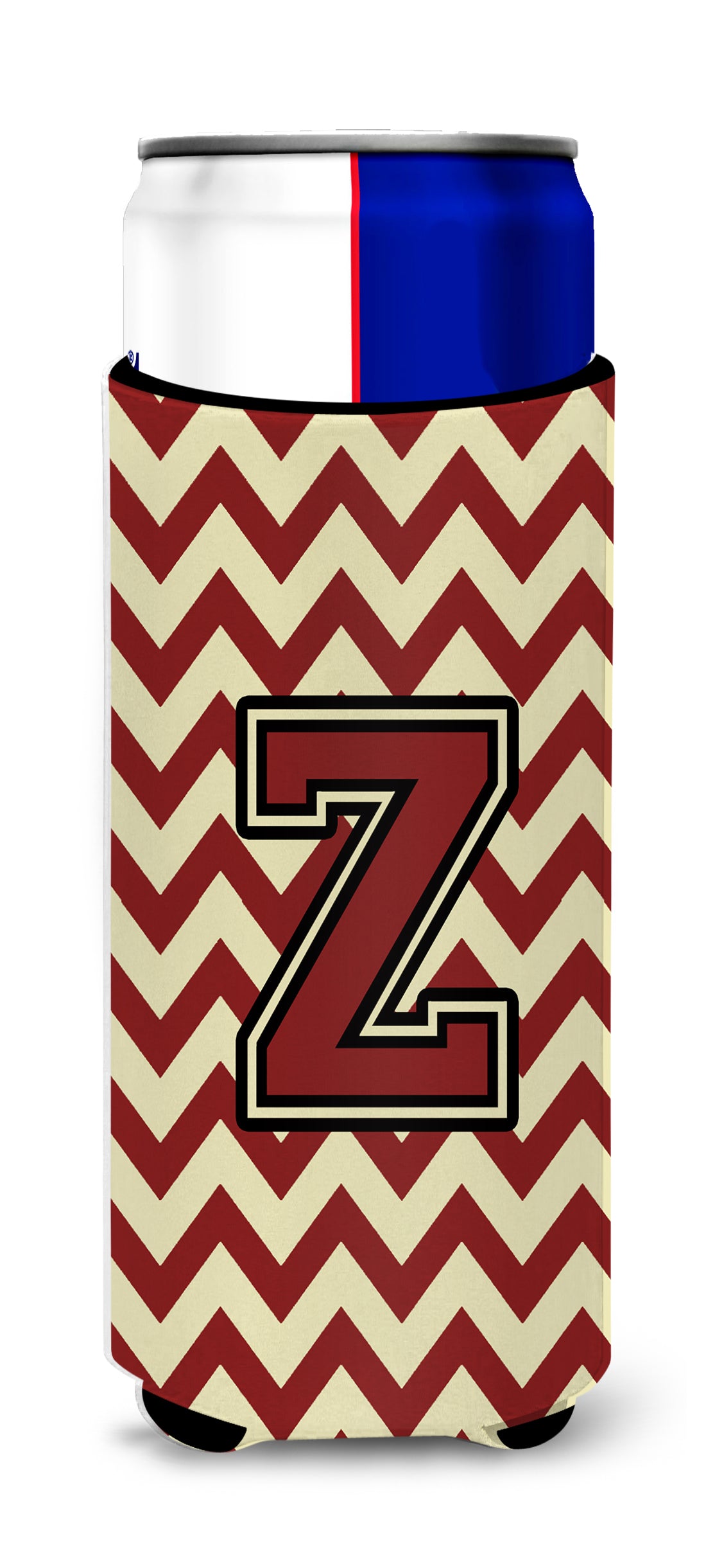 Letter Z Chevron  Maroon and Gold Ultra Beverage Insulators for slim cans CJ1061-ZMUK.