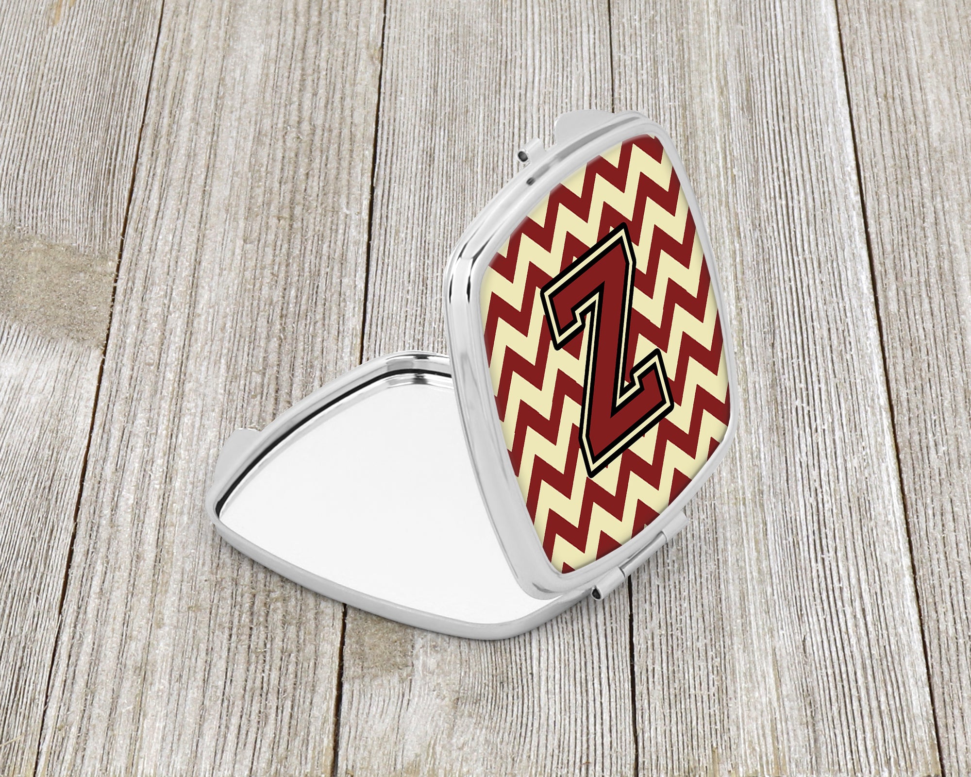 Letter Z Chevron Maroon and Gold Compact Mirror CJ1061-ZSCM  the-store.com.