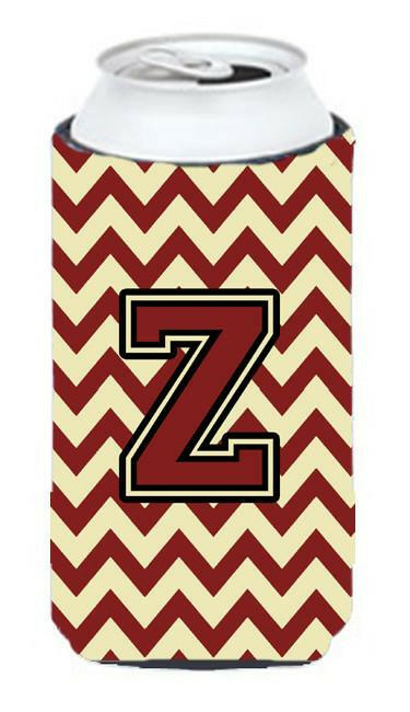 Letter Z Chevron  Maroon and Gold Tall Boy Beverage Insulator Hugger CJ1061-ZTBC by Caroline's Treasures