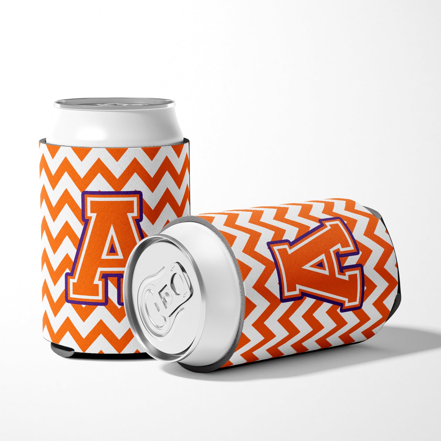 Letter A Chevron Orange and Regalia Can or Bottle Hugger CJ1062-ACC.