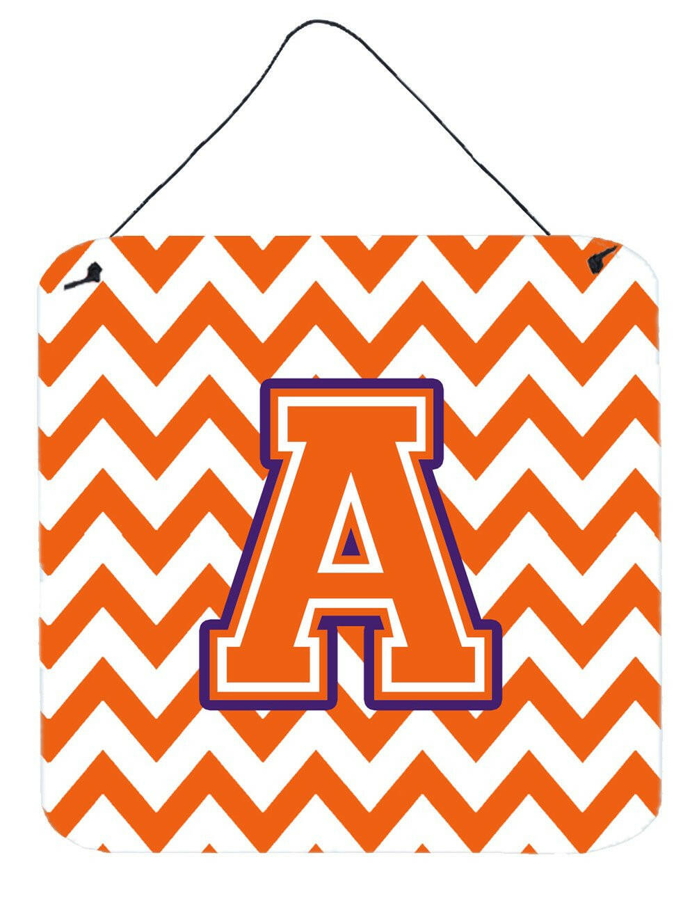 Letter A Chevron Orange and Regalia Wall or Door Hanging Prints CJ1062-ADS66 by Caroline's Treasures