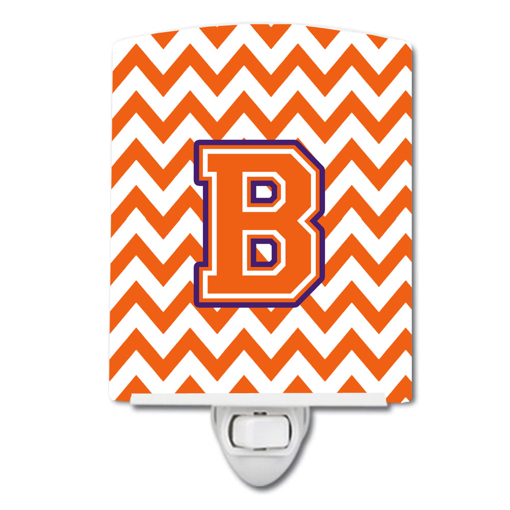 Letter B Chevron Orange and Regalia Ceramic Night Light CJ1062-BCNL - the-store.com