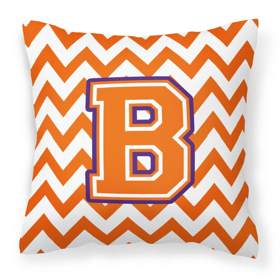 Letter B Chevron Orange and Regalia Fabric Decorative Pillow CJ1062-BPW1414 by Caroline's Treasures