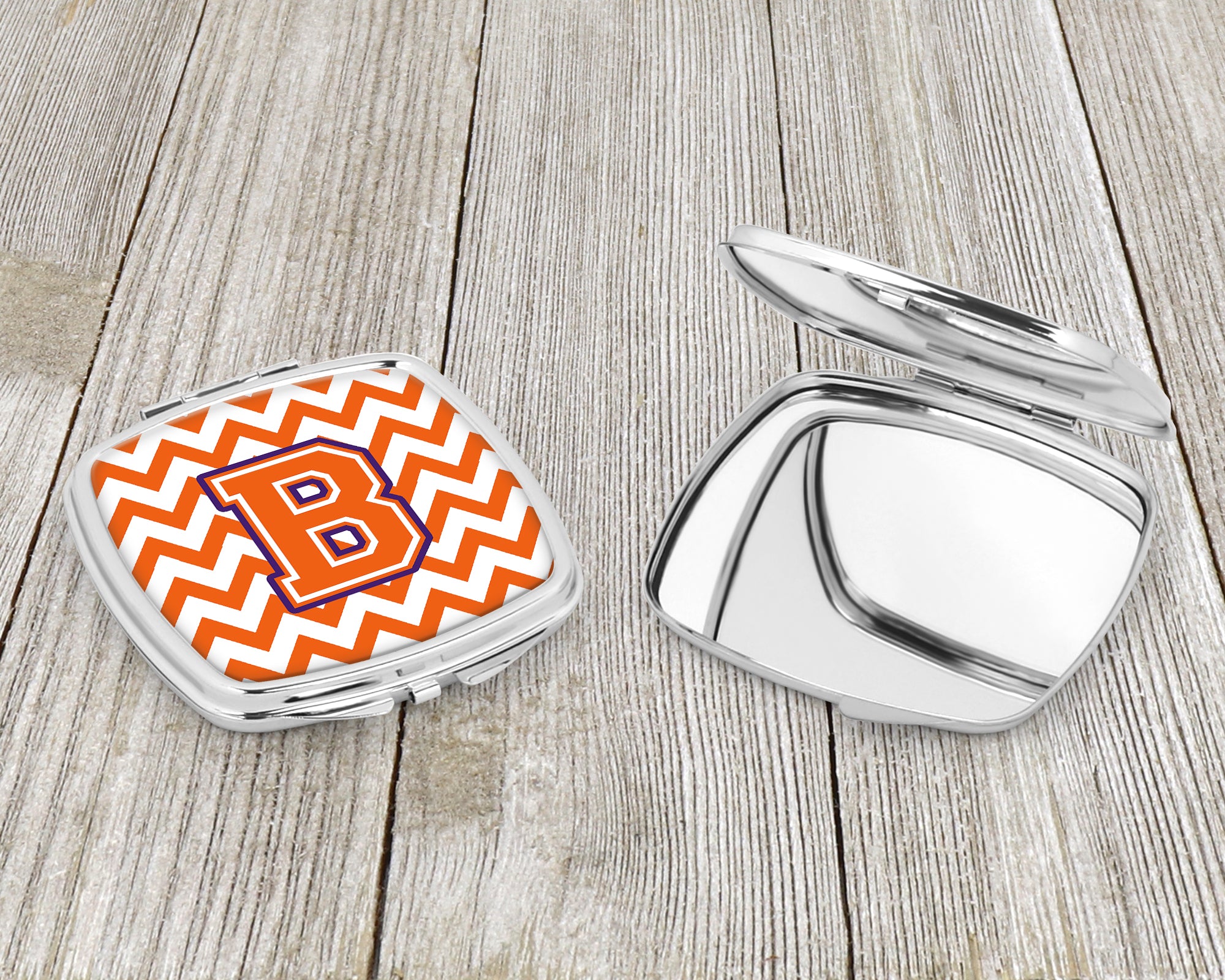 Letter B Chevron Orange and Regalia Compact Mirror CJ1062-BSCM  the-store.com.