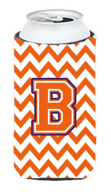 Letter B Chevron Orange and Regalia Tall Boy Beverage Insulator Hugger CJ1062-BTBC by Caroline's Treasures