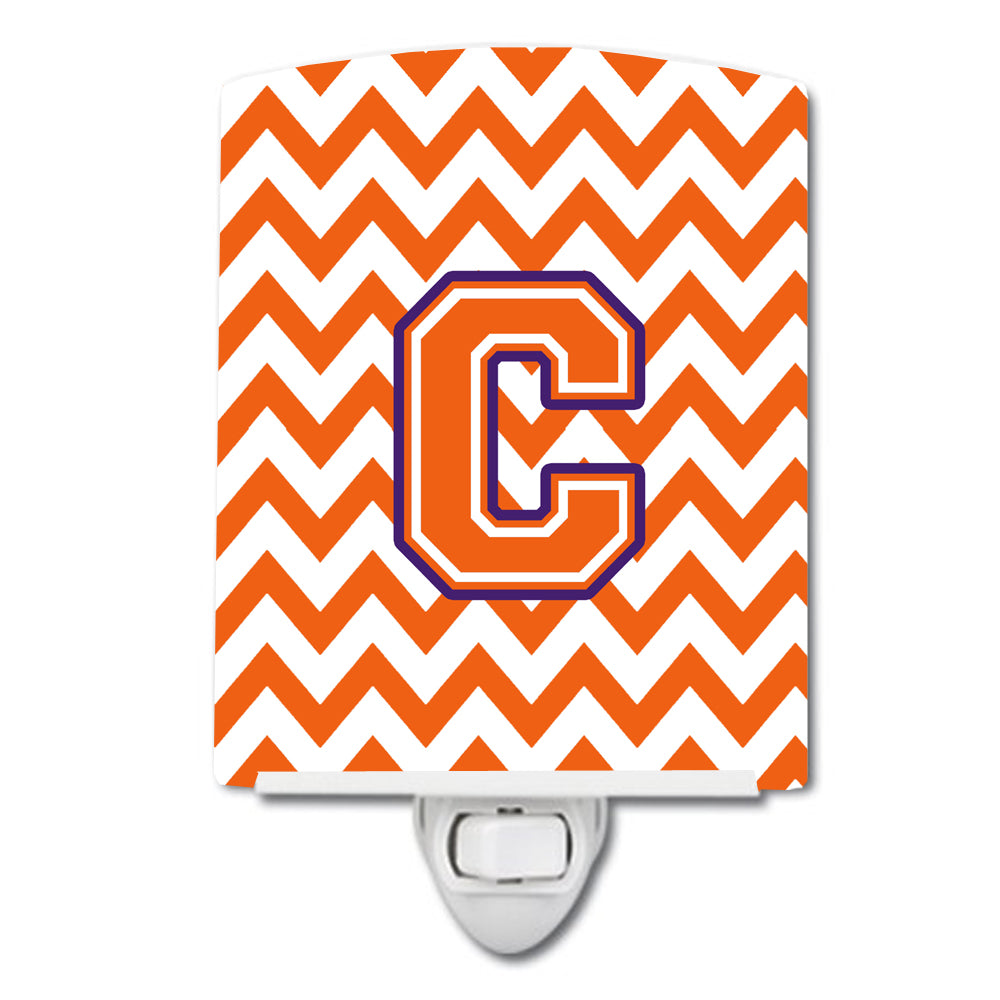 Letter C Chevron Orange and Regalia Ceramic Night Light CJ1062-CCNL - the-store.com