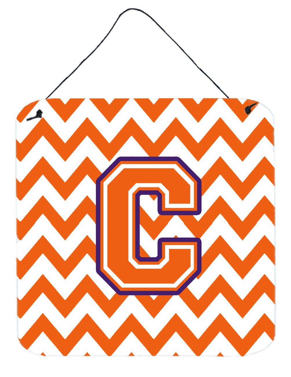 Letter C Chevron Orange and Regalia Wall or Door Hanging Prints CJ1062-CDS66 by Caroline's Treasures