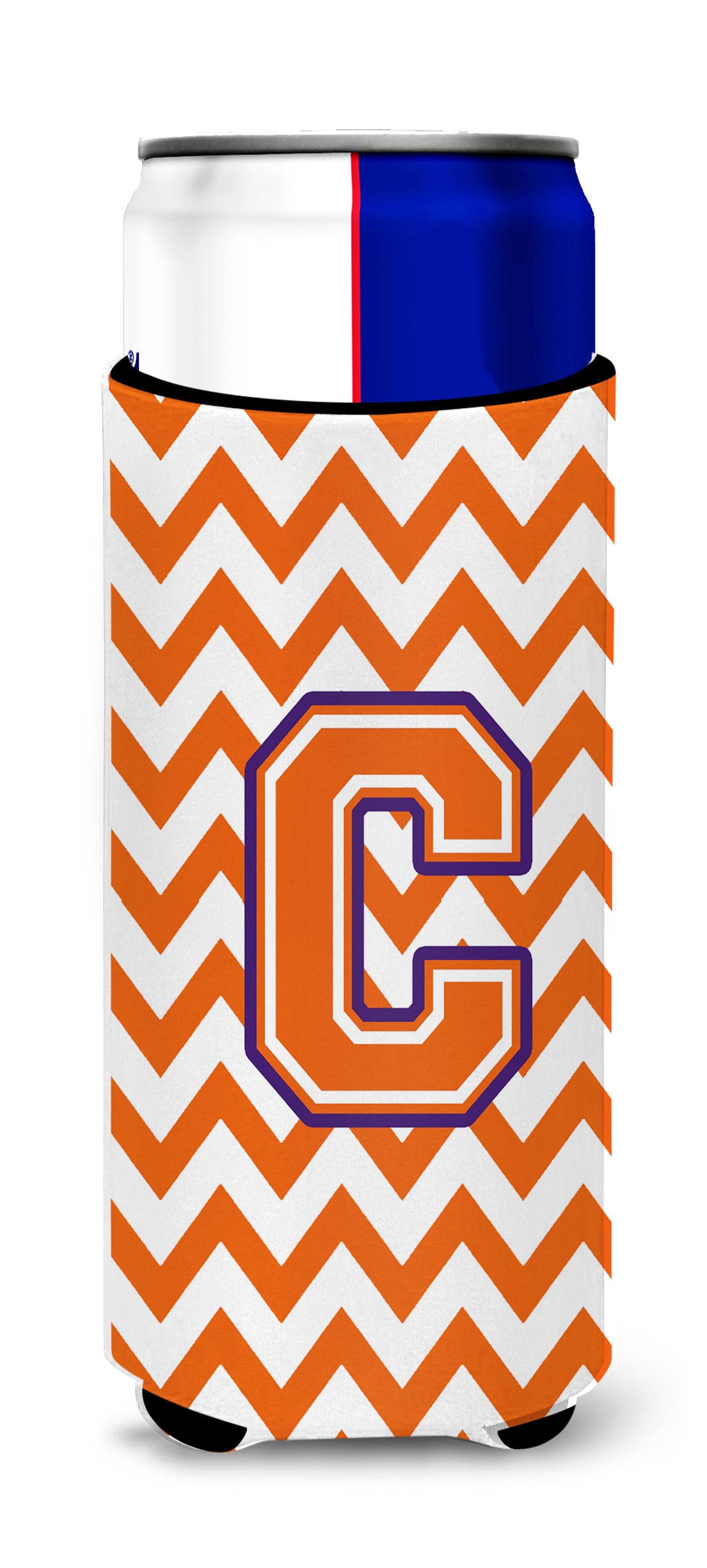 Letter C Chevron Orange and Regalia Ultra Beverage Insulators for slim cans CJ1062-CMUK.