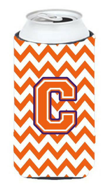 Letter C Chevron Orange and Regalia Tall Boy Beverage Insulator Hugger CJ1062-CTBC by Caroline's Treasures