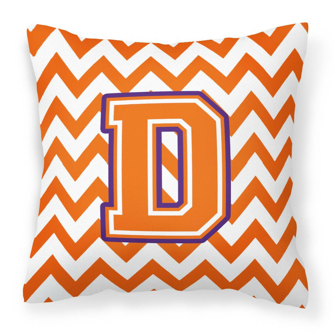 Letter D Chevron Orange and Regalia Fabric Decorative Pillow CJ1062-DPW1414 by Caroline's Treasures