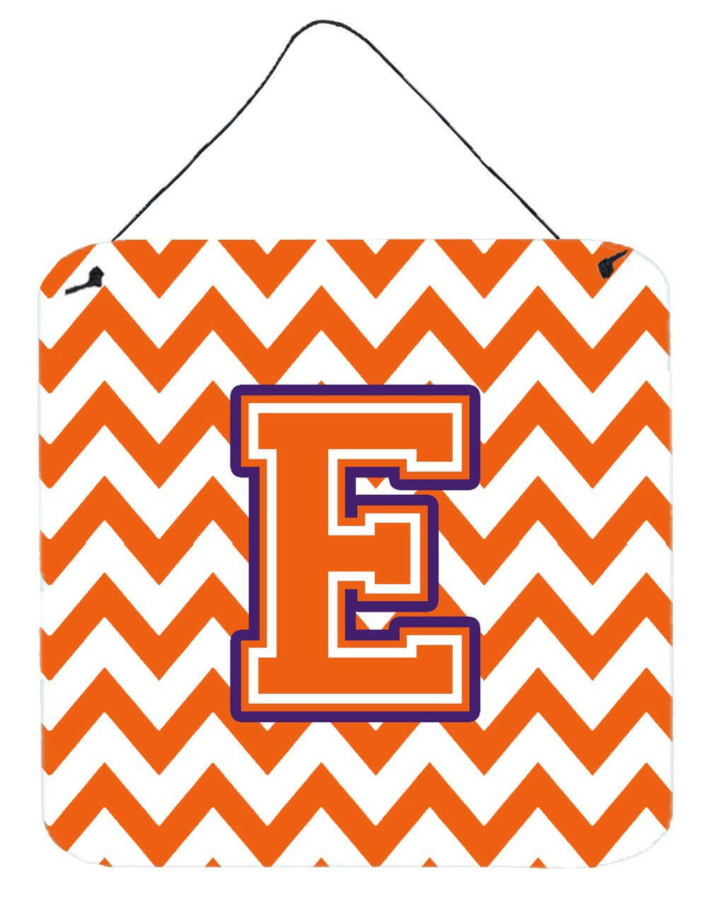 Letter E Chevron Orange and Regalia Wall or Door Hanging Prints CJ1062-EDS66 by Caroline's Treasures