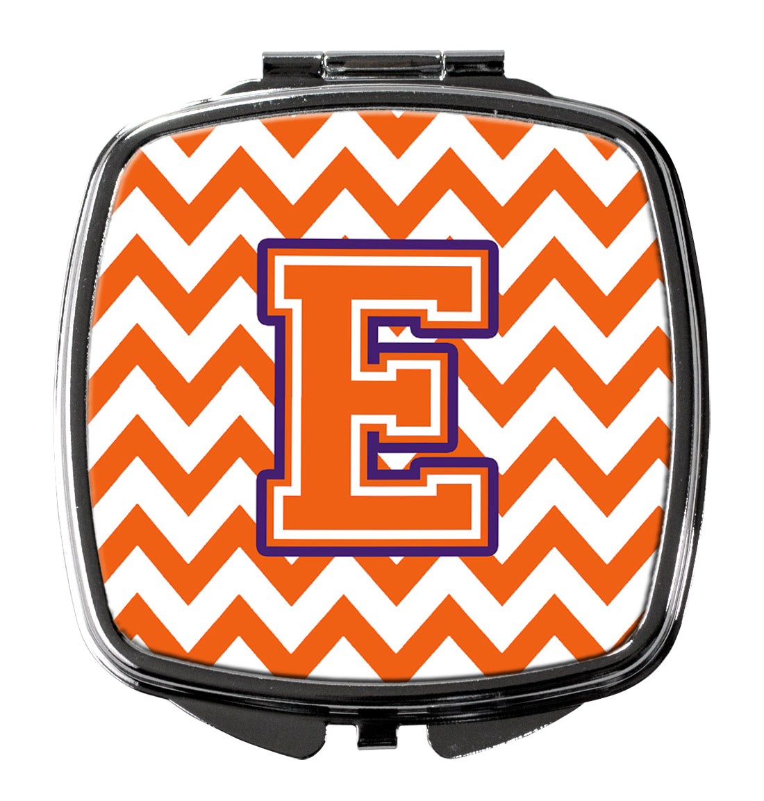 Letter E Chevron Orange and Regalia Compact Mirror CJ1062-ESCM  the-store.com.