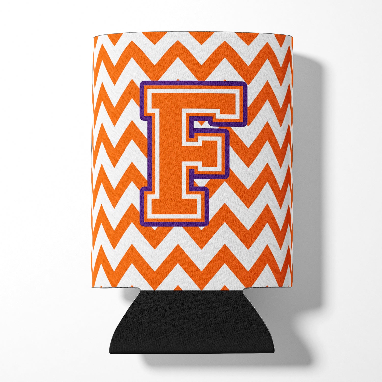 Letter F Chevron Orange and Regalia Can or Bottle Hugger CJ1062-FCC.