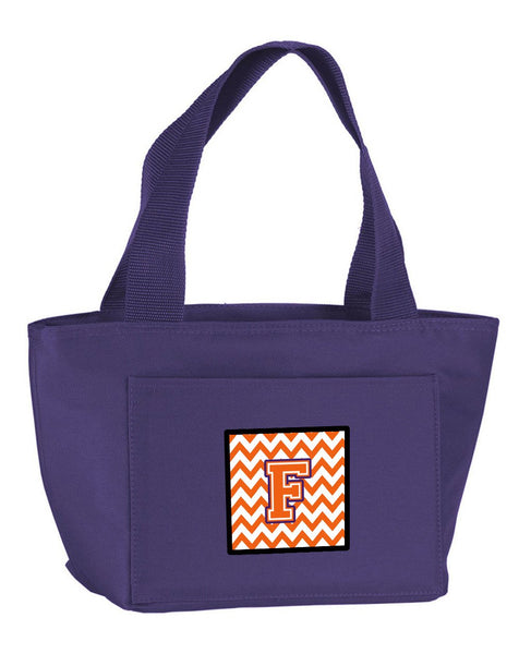 Letter F Chevron Orange and Regalia Lunch Bag CJ1062-FPR-8808 by Caroline's Treasures