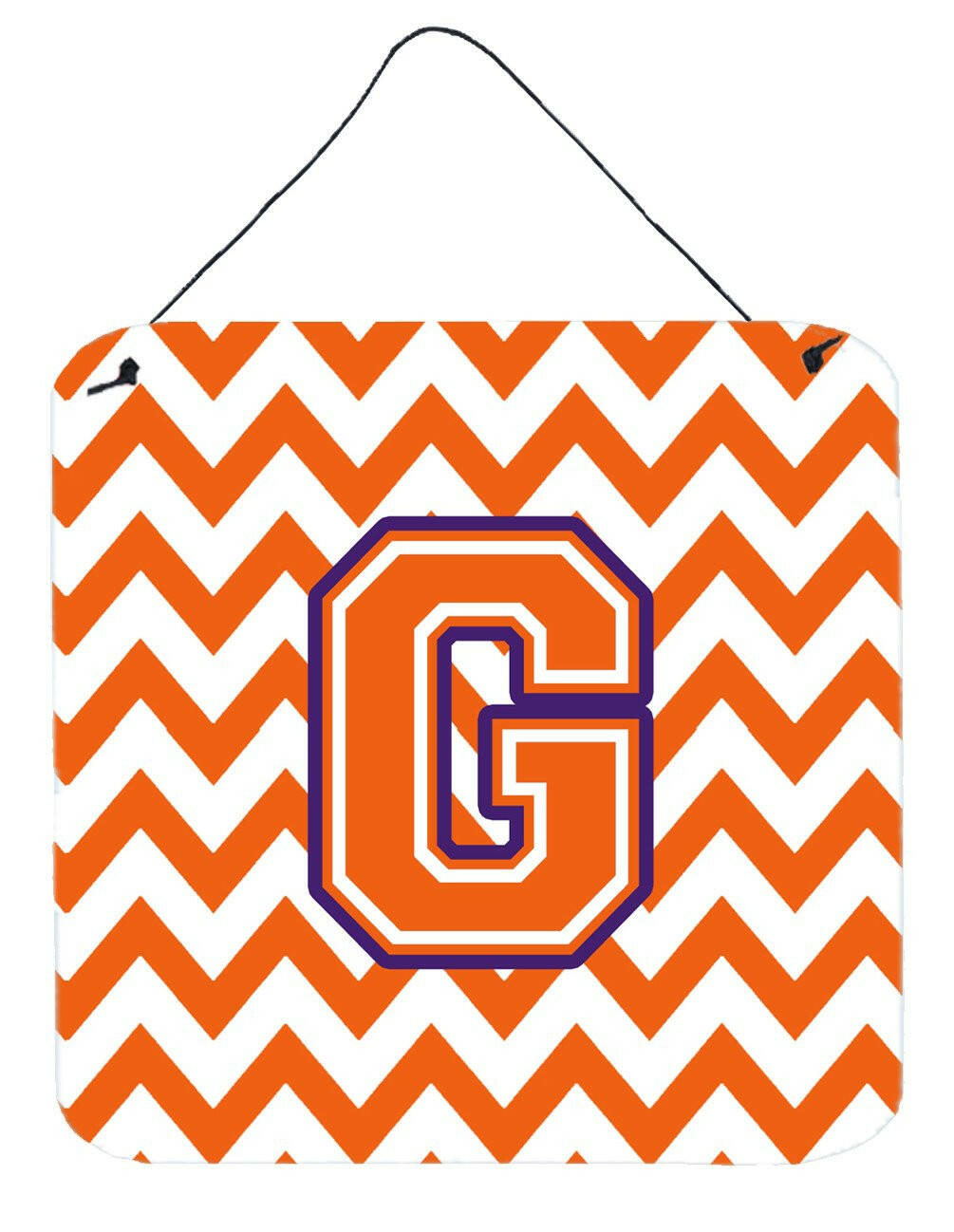 Letter G Chevron Orange and Regalia Wall or Door Hanging Prints CJ1062-GDS66 by Caroline's Treasures